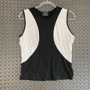 E-Vie Black White Viscose‎ Blend Tank Top Blouse Shirt Women's Size 14-16